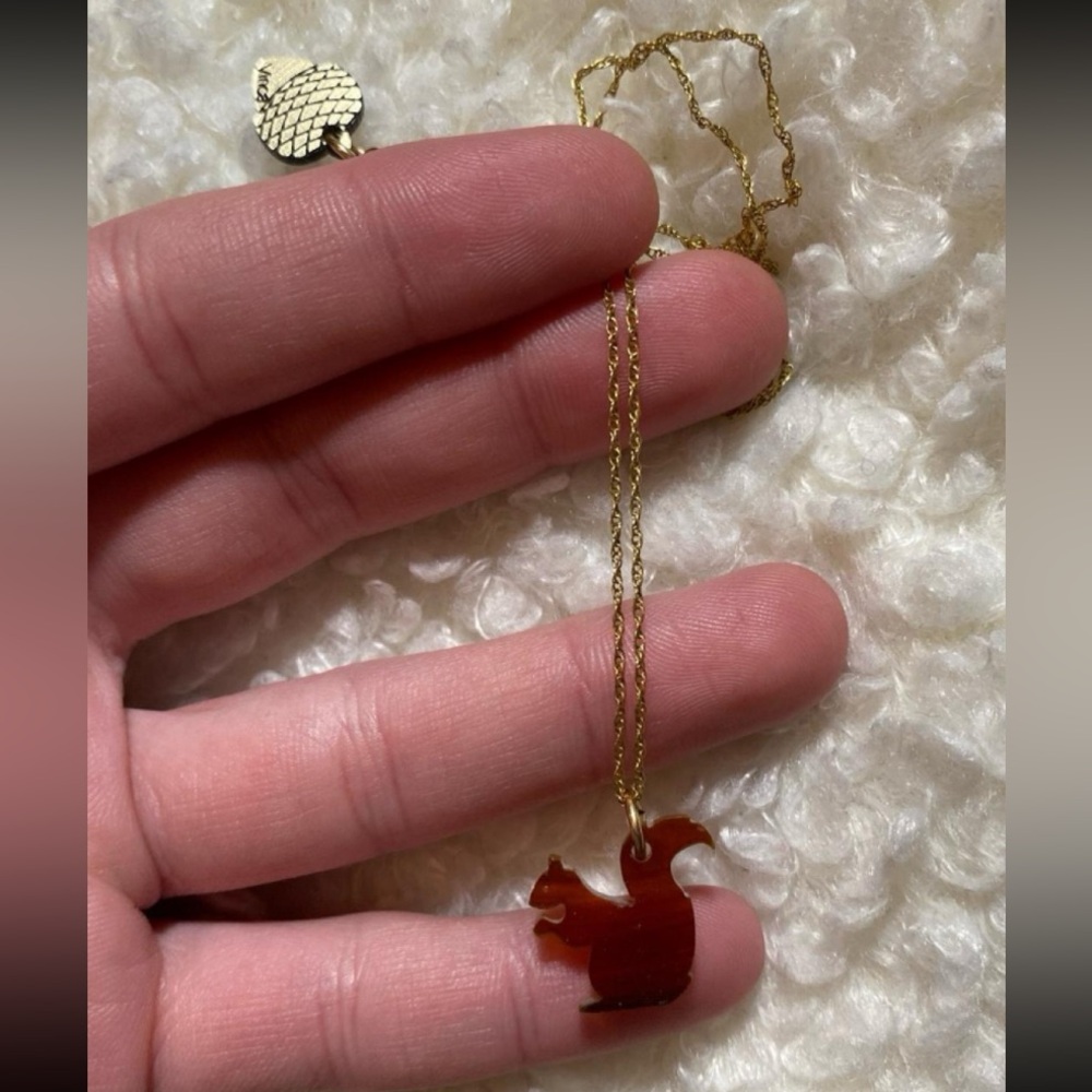 Vinca 14k gold filled squirrel pendant necklace